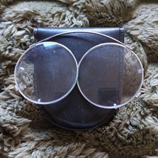Ful-Vue Round Bifocal Eyeglasses Silver Metal Frame w/Case  Advertising Cloth
