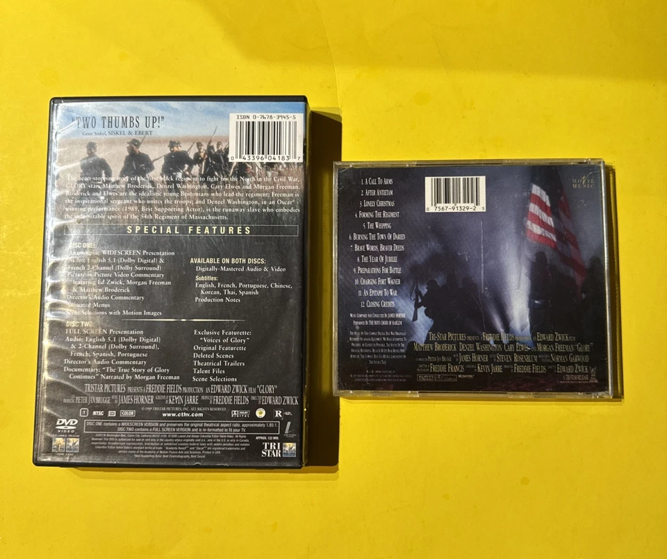 GLORY (2 DISC SET DVD + OST CD 1998) LIKE NEW CONDITION W/INSERT - FREE SHIPPING - Image 3 of 4