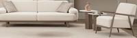 WeißEs Wohnzimmer-Set – 3-Sitzer-Sofa, Polstersessel Und Runde Beistelltische