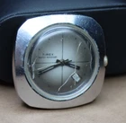 Vtg RuNNinG Timex Square Gray Smoke UFO w/ Date & Crosshairs - Tough to Wind