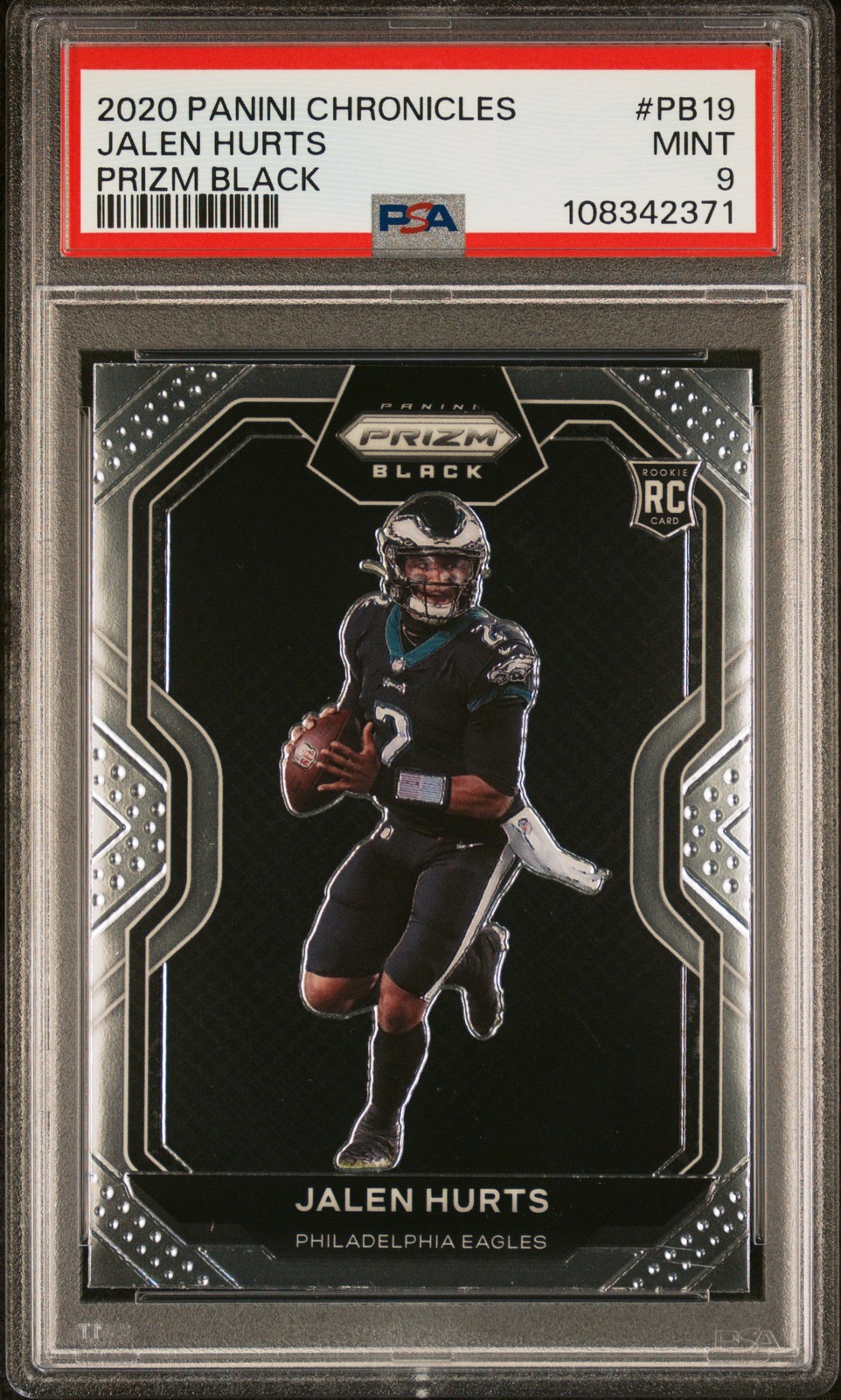 2020 Panini Chronicles Prizm Black #PB19 Jalen Hurts Prizm Black PSA 9