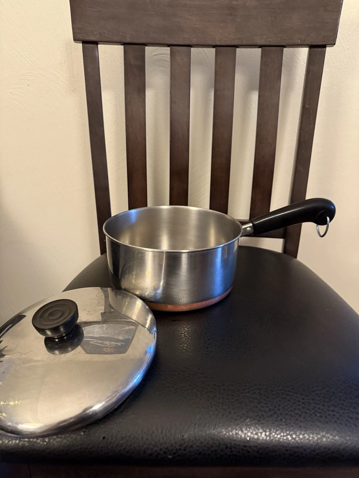 VTG 1801 Revere Ware 2 Qt Copper Bottom Sauce Pan Pot W Lid