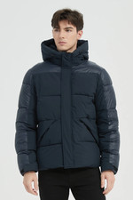 Men's Casual Water Resistant Quilted Contrast Panels Short Bomber Puffer Jacket