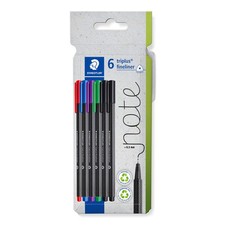STAEDTLER Fineliner Pens - triplus - 6 Assorted Colours - Pack of 6, 334 C6 Pack