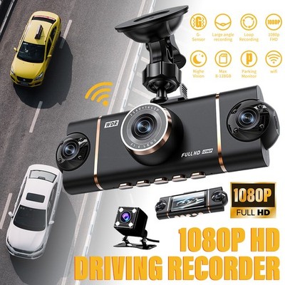 360° 4 Channel 1080P HD Car Dash Cam Front and Rear Inside Left Right + Camera
