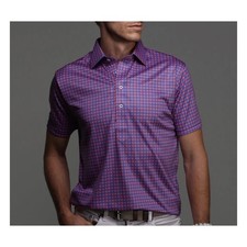 Collars  Co Men Dress Collar Polo Size MEDIUM Tribeca Red and Blue Gingham NEW