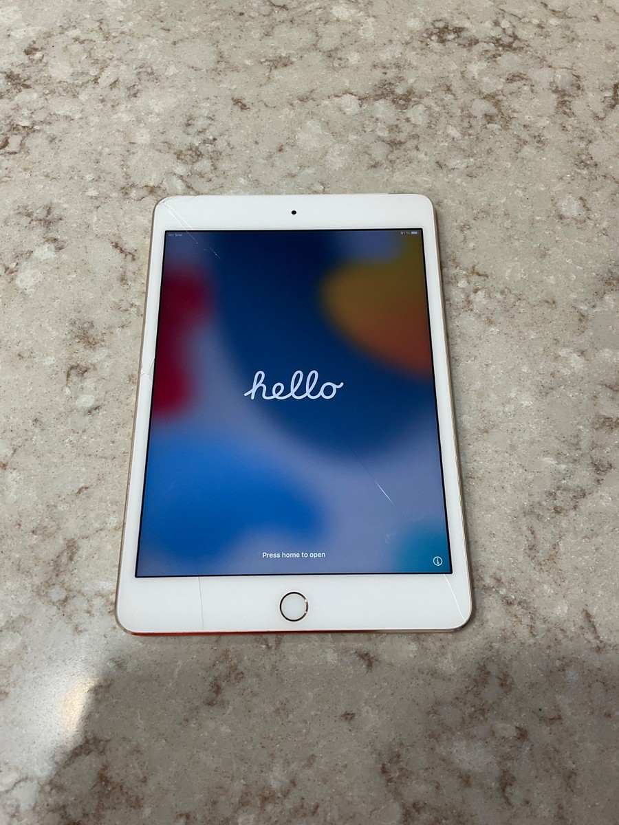 iPad mini4 128GB セルラーモデル　割れなし　A1550 Apple iPad mini 4 A1550 128 GB, Wi-Fi + 4G CRACKED SCREEN, Works