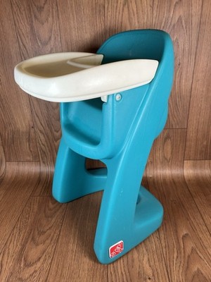 Step 2 Doll Highchair Teal/ White Sturdy Child Size High Chair USA 90s Vintage