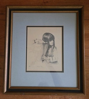 Gina Tomao Young Girl Lithograph Art Print #164/#200  Signed Numbered Framed Vgc
