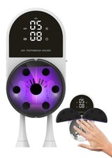 UV Toothbrush Sanitizer Holder  Cleaner with Led Clock Display, White