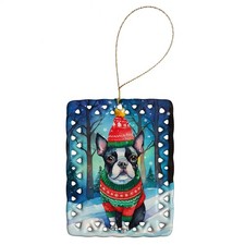 Caroline's Treasures Boston Terrier Christmas Porcelain Ornament DAC3385CO2