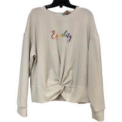 Upcycled Hand Printed Womens Large Rainbow Equality Long Sleeve Sweatshirt