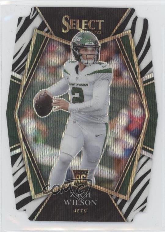 2021 Panini Select Premier Level Zebra Prizm Die-Cut Zach Wilson #144 05ns