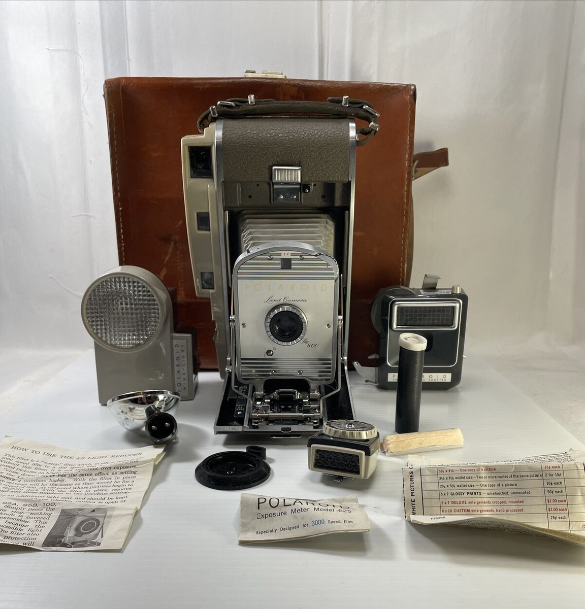 Vintage Polaroid High Speed Land Camera Model 800 With Accessories