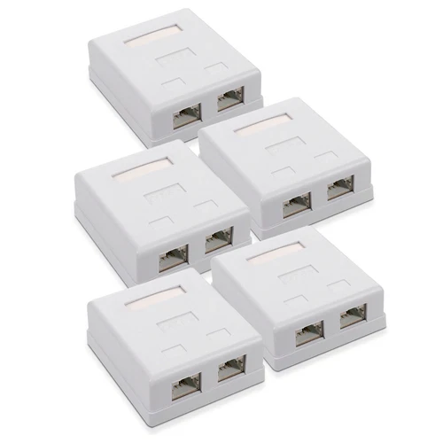 Shielded Surface Mounted RJ45 Network Socket (2 Port) with CAT6A Ethernet Port