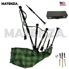 Great Highland Bagpipes   Irish Green Tartan, Silver Mounts, Hard Case  Acc.