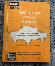 GMC Repair Manual General Motors Unit Book 1978 Light Duty Trucks Vintage Old