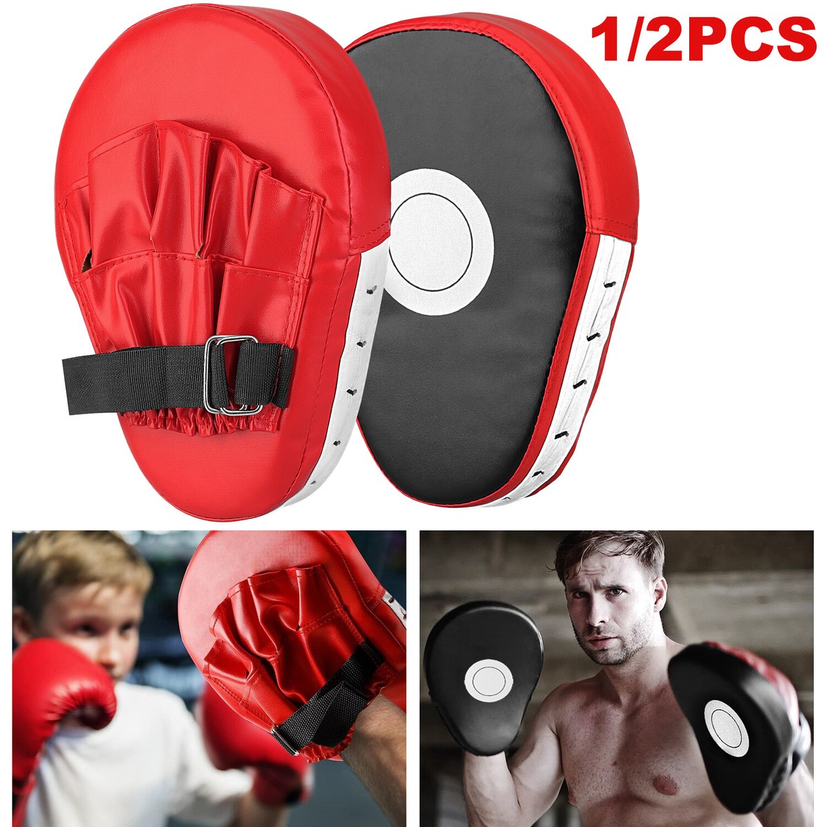 Boxing Pads White PU Leather Muay Thai MMA Boxing Gloves Punch