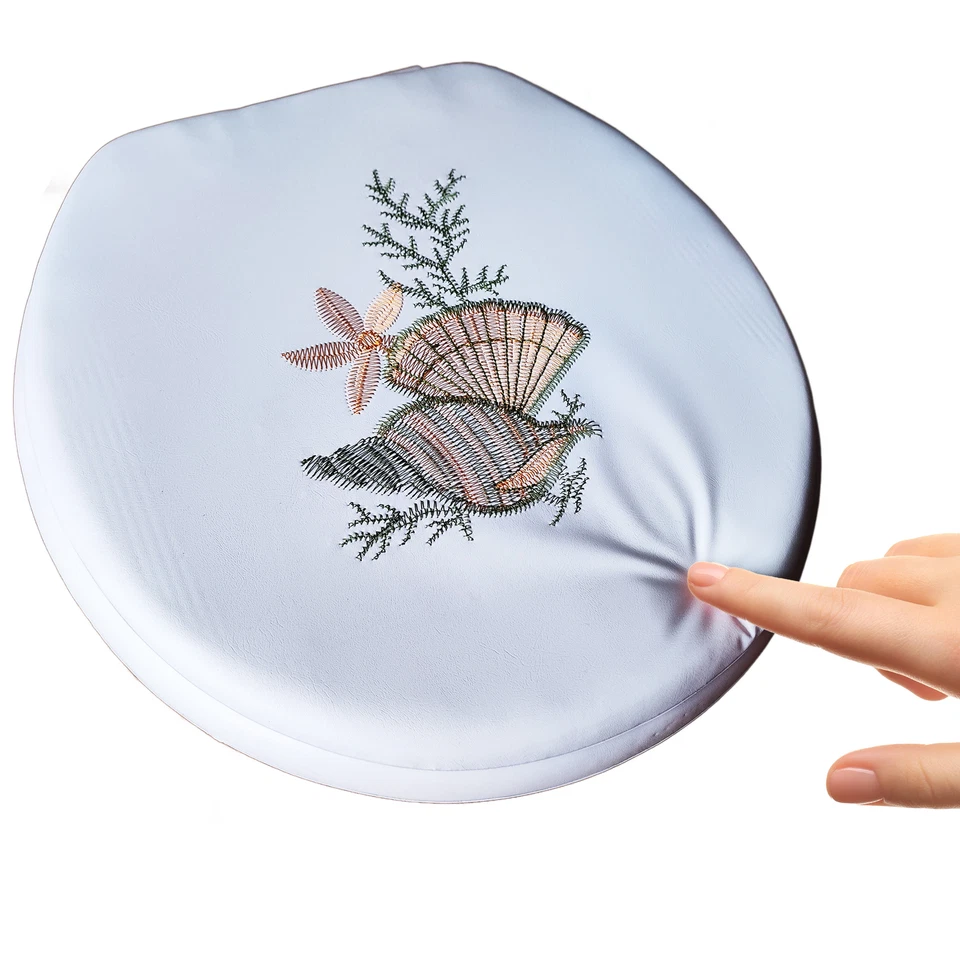 WC Sitz Toilettendeckel Gepolstert Soft Weich Weiß Bild Drucken Kissensitz Retoo - Bild 2 von 4