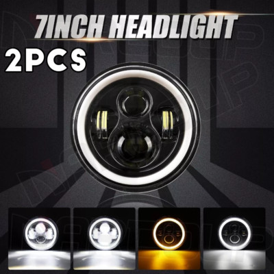 Pair 7'' Inch Led car Headlight Parts round HI/LO Beam fit Chevy Pickup Truck3100