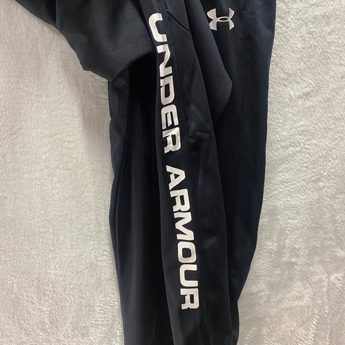 Under Armour Spellout Sweatpants Boys Large Black Fleece Lined Loose Athletic - Picture 3 of 13