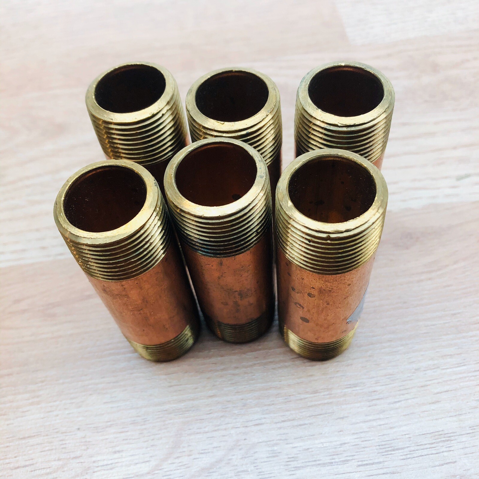 LOT OF 6  UNBRANDED 3/4" X 3" RED COPPER NIPPLE PIPE FITTING