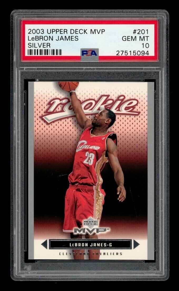 2003 Upper Deck MVP #201 LEBRON JAMES RC Silver PSA 10 GEM MT RARE CARD!