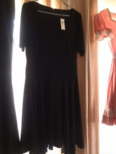 Ann Taylor Black Knit Knee Length Dress Handkerchief Hemline Size 8 NWT 129.00