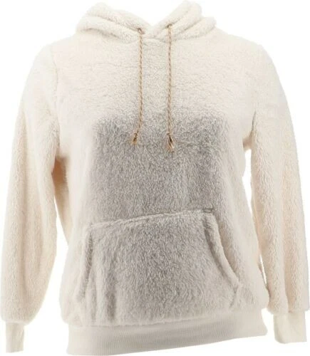 OFF WHITE G.I.L.I. Sherpa Wellsoft Pullover Felpa con Cappuccio Avorio Grande NUOVO A461090