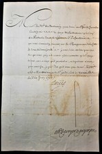 LOUIS XV SIGNED APPOINTMENT OF KNIGHT QUEMADEU IN THE INFANTRY REGIMENT - 1743