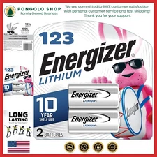 2-Pack of Long-Lasting CR123A Lithium Batteries for Smart Devices & Photography