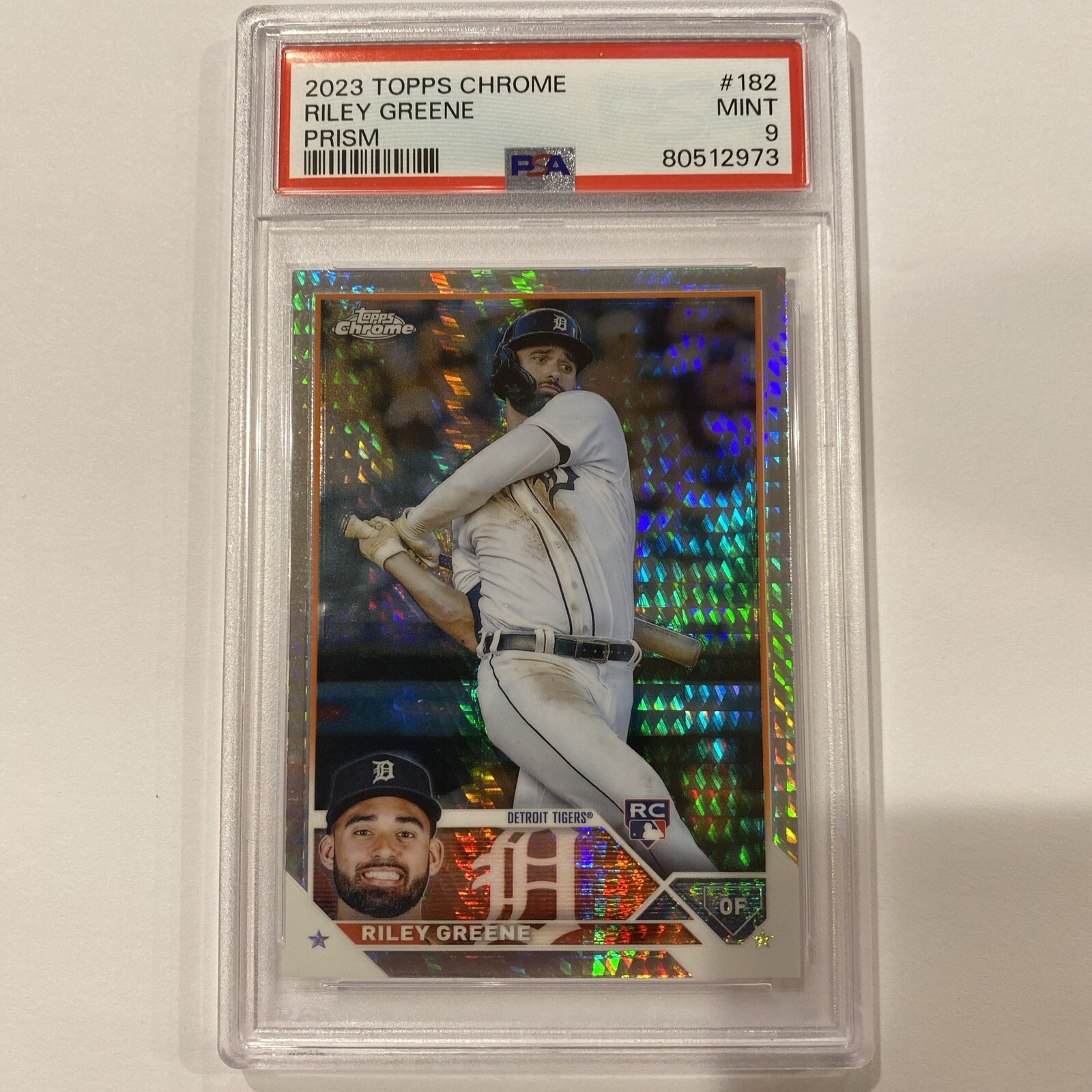 2023 Topps Chrome Riley Greene #182 Prism PSA 9 Detroit Tigers!