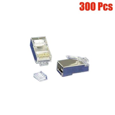 300 Pcs Cat6 RJ45 Ethernet LAN Network Shielded Connector Plug Solid Wire Insert