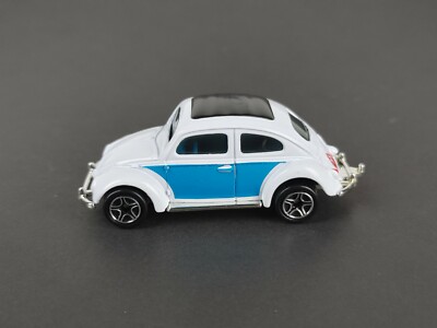 White Blue '62 VW Volkswagen Beetle Bug Bumper Surf Beach Matchbox