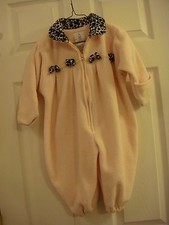Baby Girls London Fog Warm One Piece Pink w/Leopard Print Trim Zip Coat Sz 18 Mo