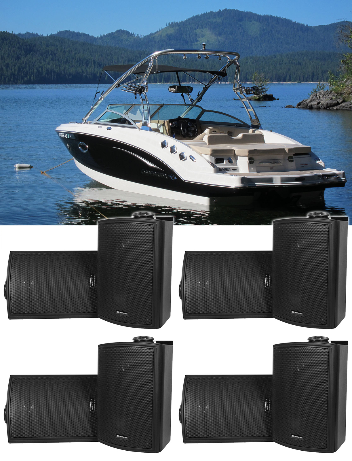 8 Морские коробчатые колонки Rockville HP5S Black 525 с поворотным кронштейном для лодок 29890₽