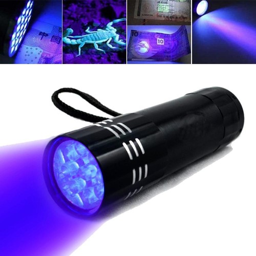 LED UV Black Light Torch Ultra Violet Gas Leak Forensic Blood Urine Detector - Picture 8 of 14