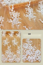 Evening Dress Lace Fabric Sequins Blossom Embroidery Bridal Gowns Veil Tulle 1