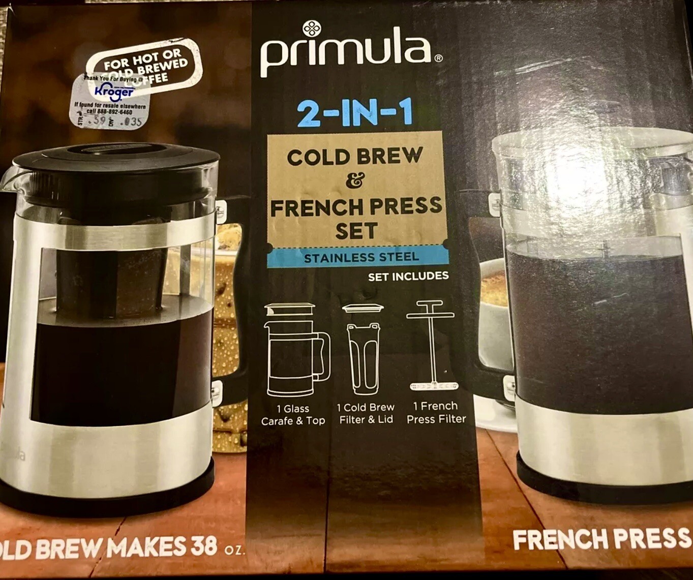 ☕️2-in-1 Coffee Maker, Cold Brew French Press, 51 oz. Epoca PPBSS-5102 Primula