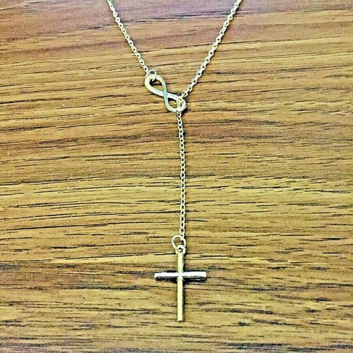 Gold Infinity Symbol Crucifix Cross 