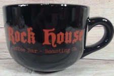 Rock House Coffee Bar Roasting Company Mug Cup Black Red 3.5"