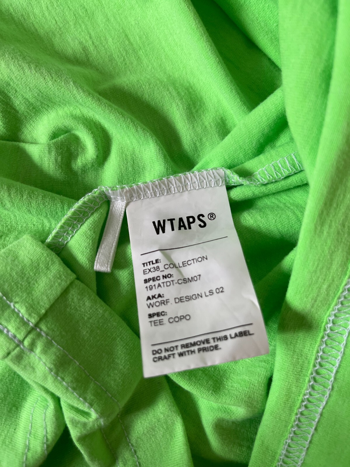 WTAPS Long Sleeve Tee L/03 Lime - Gem