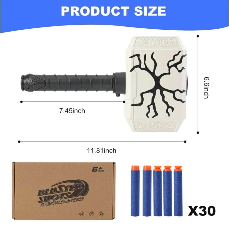 Thor Toy Light Up Hammer with 30 Nerf Like Darts NWOT - Image 2 of 4