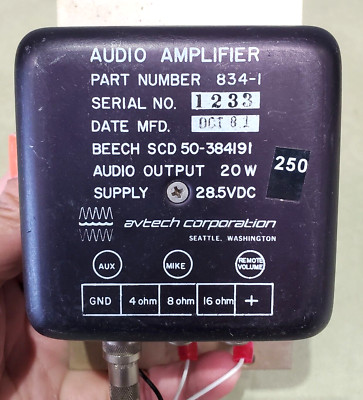 Audio Amplifier 834-1 BEECH SCD P/N 50-384191  20V (AR)