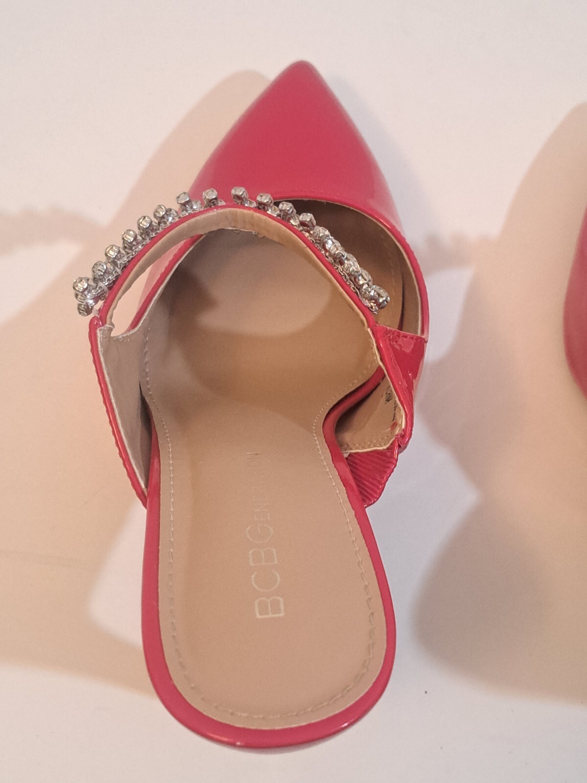 BCBGeneration Red Stiletto w/Rhinestone Straps Si… - image 4