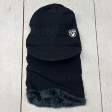 Black Knit Beanie Hat Outdoor Face Mask Neck Scarf Warm Fleece Adult OS