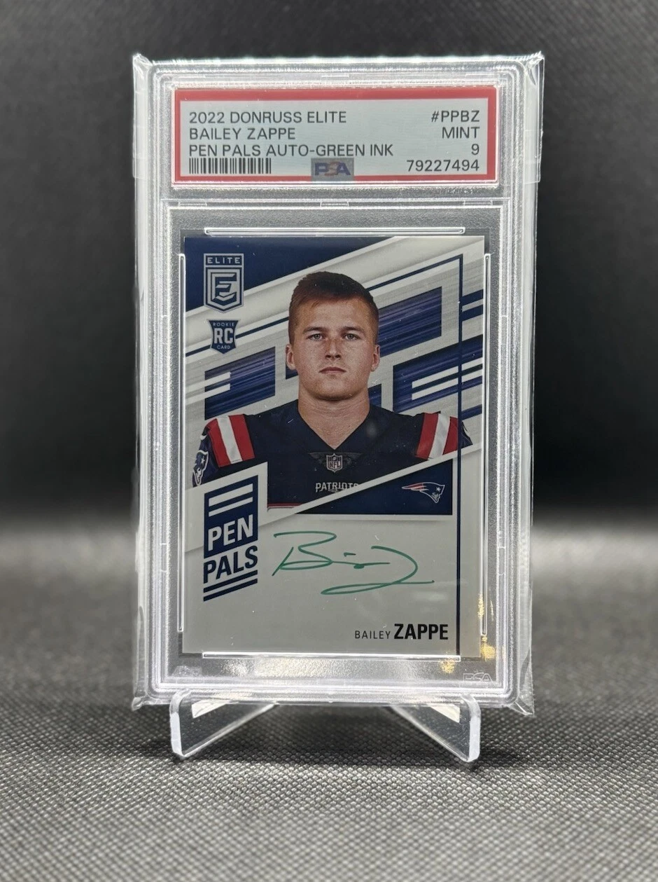 Bailey Zappe Panini Donruss Elite Pen Pals Autographs #PPBZ Green Ink