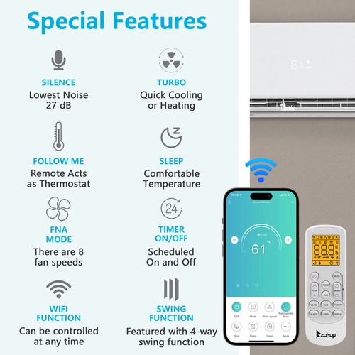 27000 BTU Tri Zone AC Ductless Wifi Mini Split Air Conditioner and Heating Pump - Picture 17 of 24