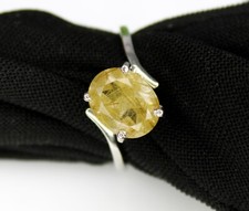Golden Rutile Quartz Ring,Amazing Rutile Ring ,Sterling Silver Ring,Size 8
