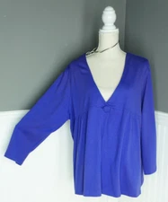 NEW Cato Top Womens Size 22/24W Purple Boho Peasant Wrap Blouse NWT